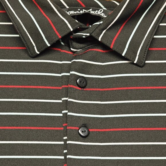 Travis Mathew Polo Shirt Mens XL Black Striped Golf Performance Short Sleeve - Picture 5 of 14